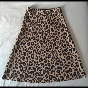 NWT Ann Taylor Leopard Print A-Line Knit Midi Skirt XS Wool Blend